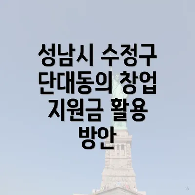 성남시 수정구 단대동의 창업 지원금 활용 방안
