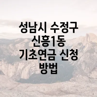 성남시 수정구 신흥1동 기초연금 신청 방법