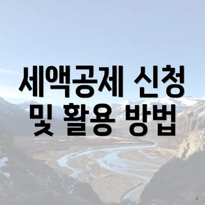 세액공제 신청 및 활용 방법