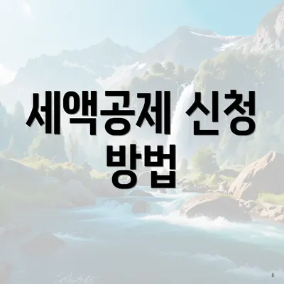 세액공제 신청 방법