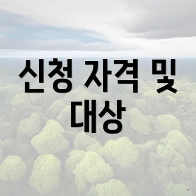 신청 자격 및 대상