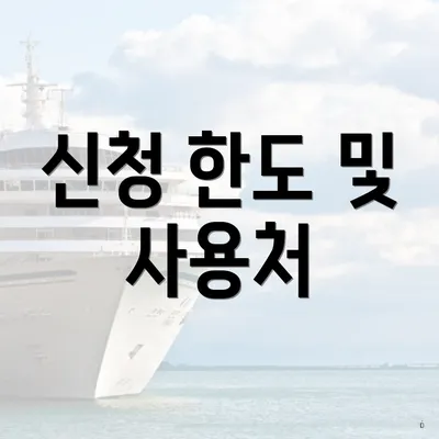 신청 한도 및 사용처