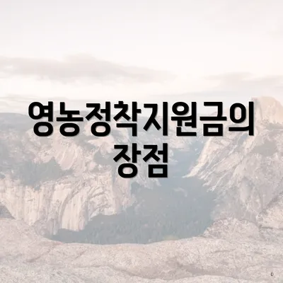 영농정착지원금의 장점