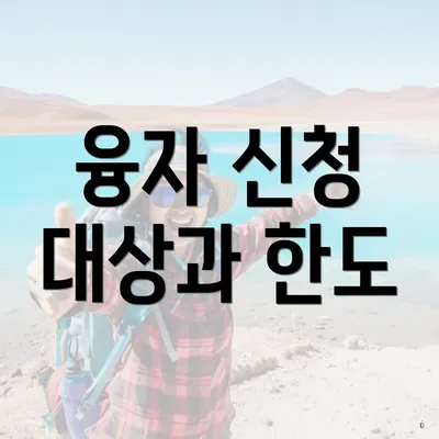 융자 신청 대상과 한도