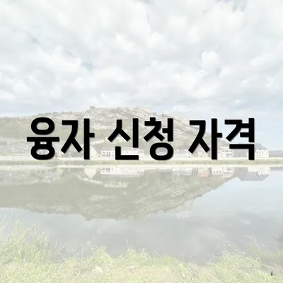 융자 신청 자격