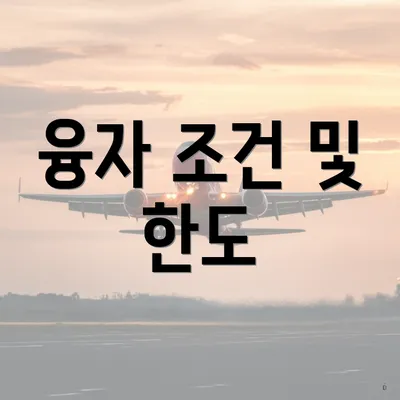 융자 조건 및 한도