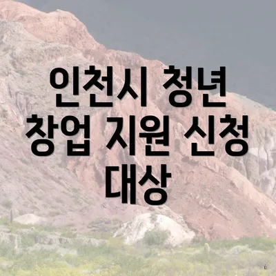 인천시 청년 창업 지원 신청 대상