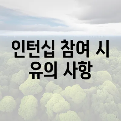 인턴십 참여 시 유의 사항
