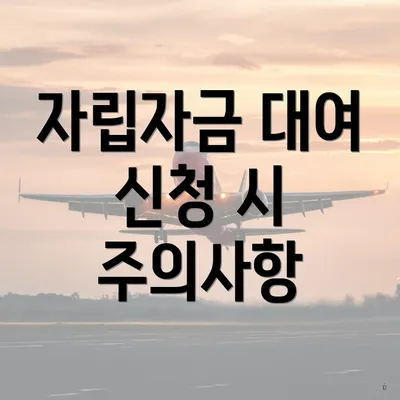 자립자금 대여 신청 시 주의사항