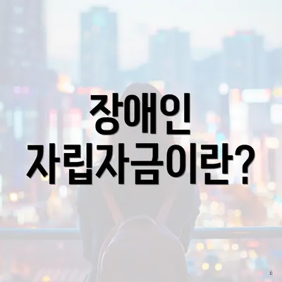장애인 자립자금이란?