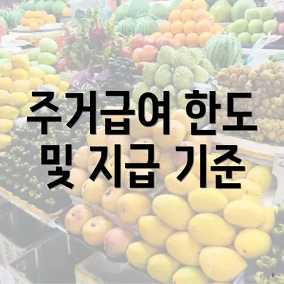 주거급여 한도 및 지급 기준