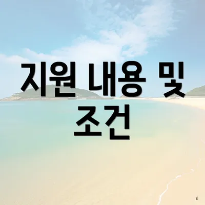 지원 내용 및 조건