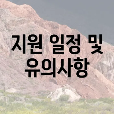 지원 일정 및 유의사항