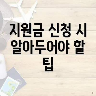 지원금 신청 시 알아두어야 할 팁