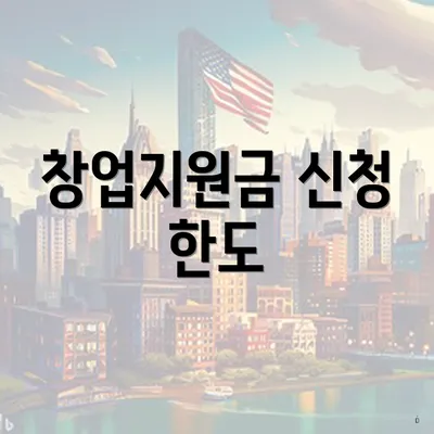 창업지원금 신청 한도