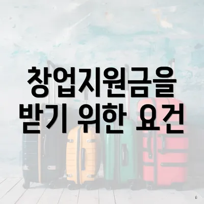 창업지원금을 받기 위한 요건