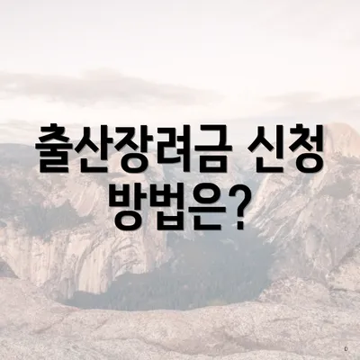 출산장려금 신청 방법은?