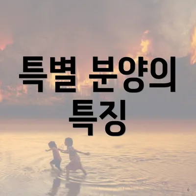 특별 분양의 특징