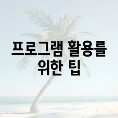 프로그램 활용를 위한 팁
