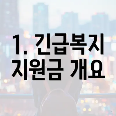 1. 긴급복지 지원금 개요