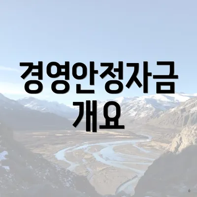 경영안정자금 개요