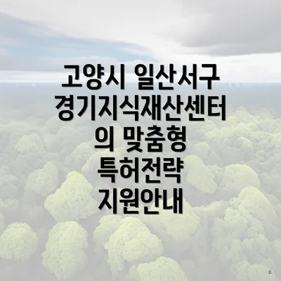 고양시 일산서구 경기지식재산센터의 맞춤형 특허전략 지원안내