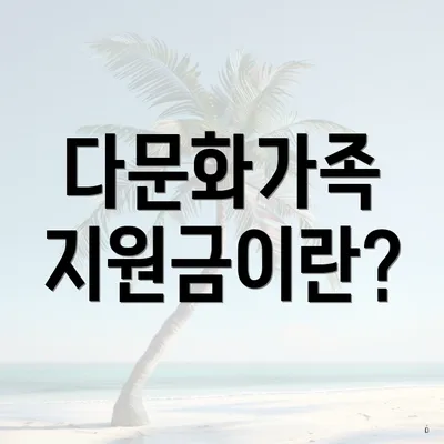 다문화가족 지원금이란?