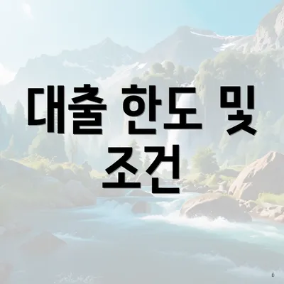대출 한도 및 조건