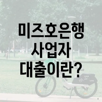 미즈호은행 사업자 대출이란?