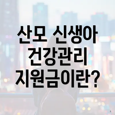 산모 신생아 건강관리 지원금이란?
