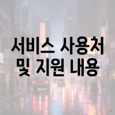 서비스 사용처 및 지원 내용