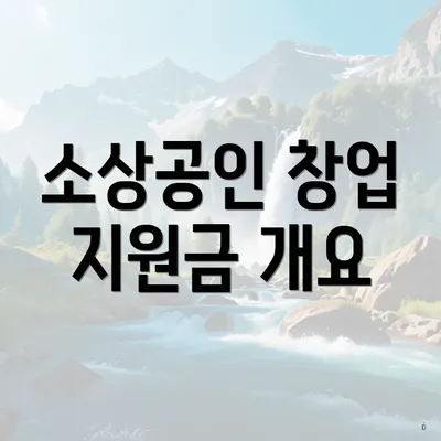 소상공인 창업 지원금 개요