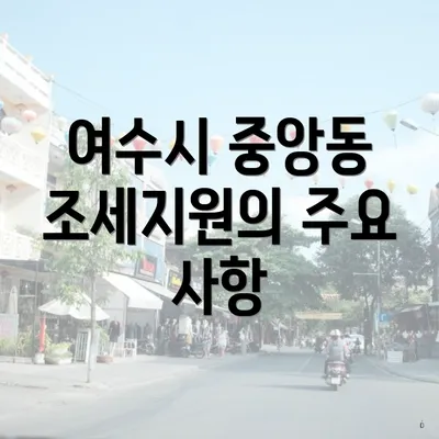 여수시 중앙동 조세지원의 주요 사항