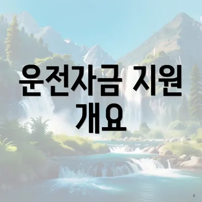운전자금 지원 개요