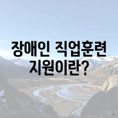 장애인 직업훈련 지원이란?