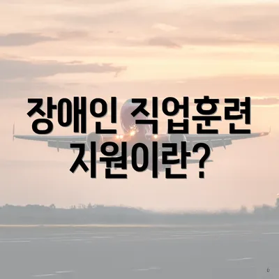 장애인 직업훈련 지원이란?