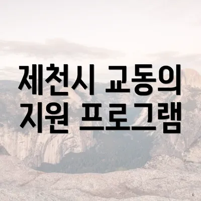 제천시 교동의 지원 프로그램