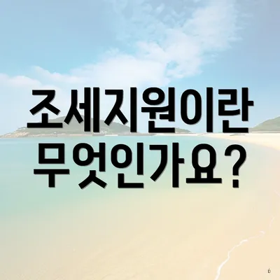 조세지원이란 무엇인가요?