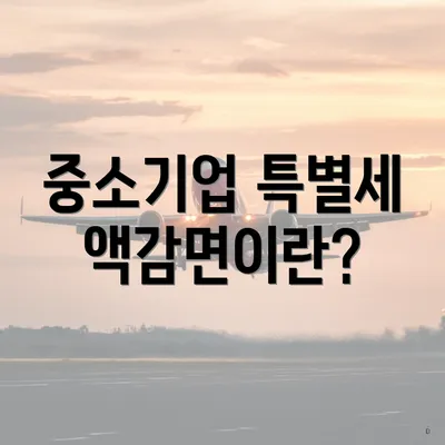 중소기업 특별세액감면이란?