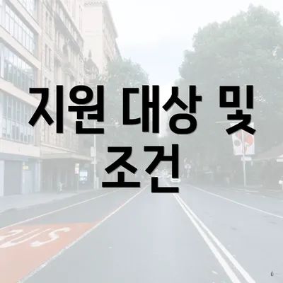 지원 대상 및 조건