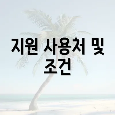 지원 사용처 및 조건
