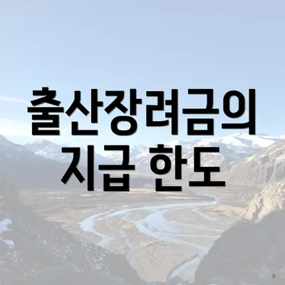 출산장려금의 지급 한도