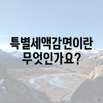특별세액감면이란 무엇인가요?