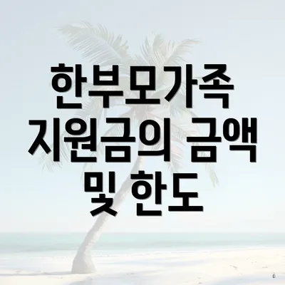 한부모가족 지원금의 금액 및 한도