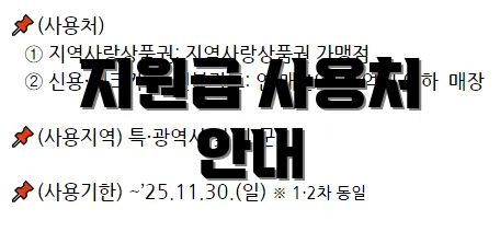 지원금 사용처 안내